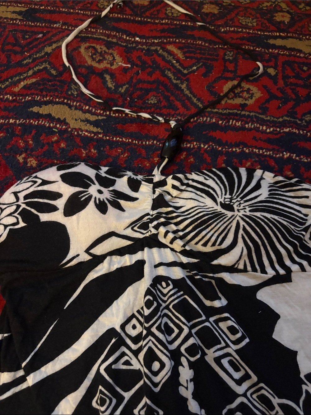 Vintage Black and White Floral Strapless Maxi Dress - Picture 3 of 5
